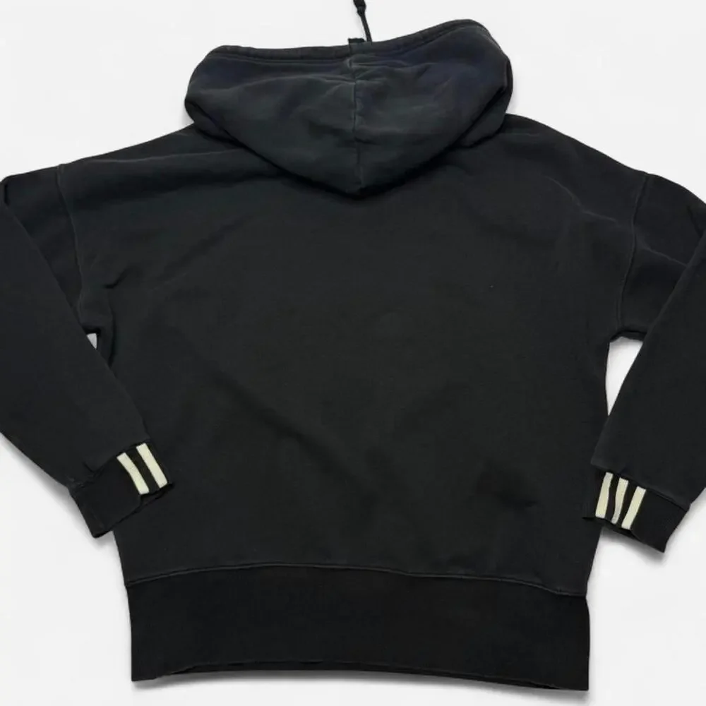 Adidas Originals Trefoil Hoodie Black White Stripe Cuffs Pullover Men’s Medium